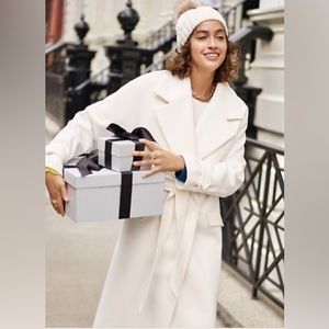 Express Belted Wrap Front Coat, Swan (Ivory-Off-White), Small (NWT)